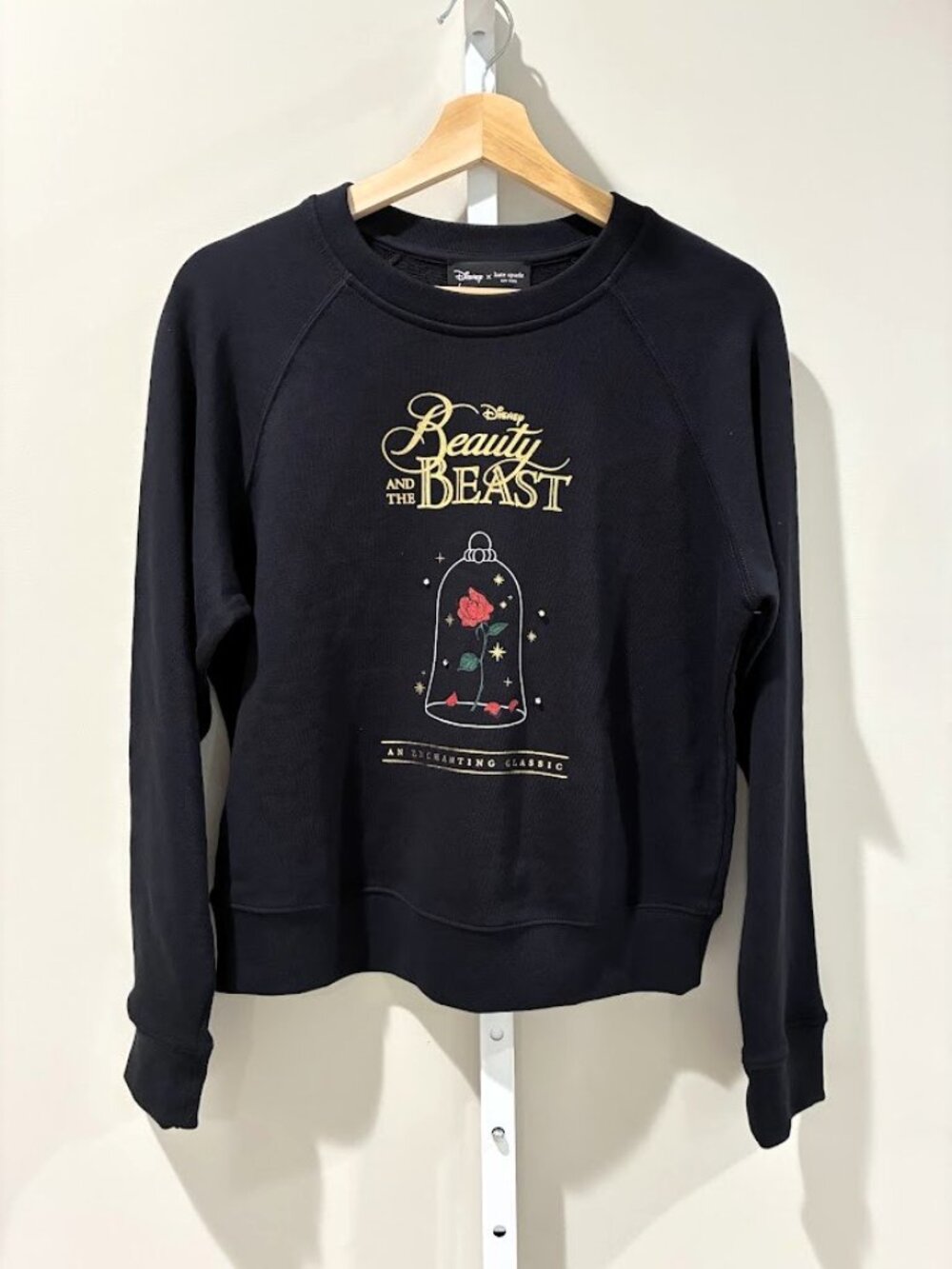 NWT Disney x Kate Spade New York Beauty and the Beast Rose Sweatshirt Black S